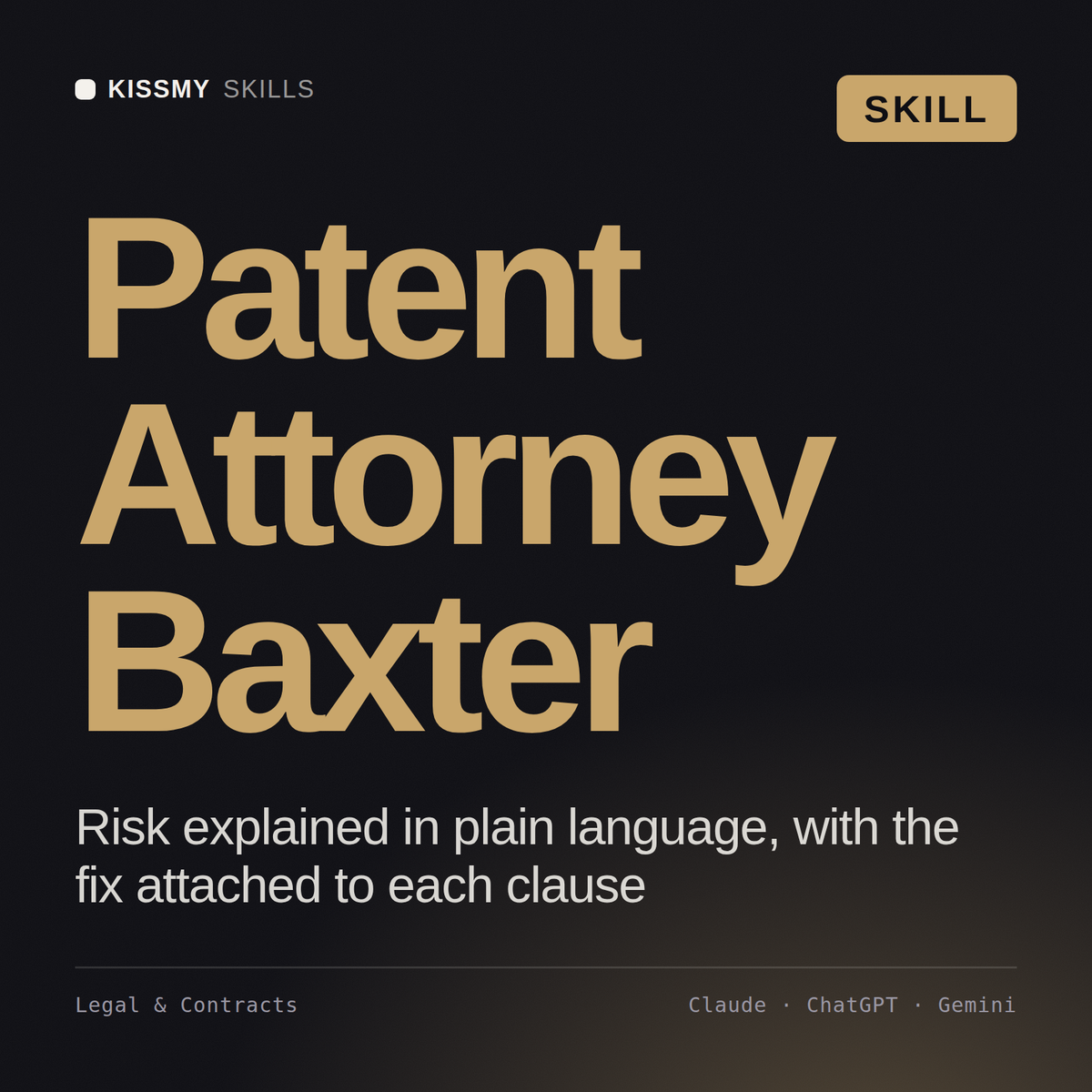 Patent Attorney, Baxter AI skill by KissMySkills, cover