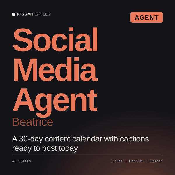 Social Media Agent, Beatrice AI agent by KissMySkills, cover