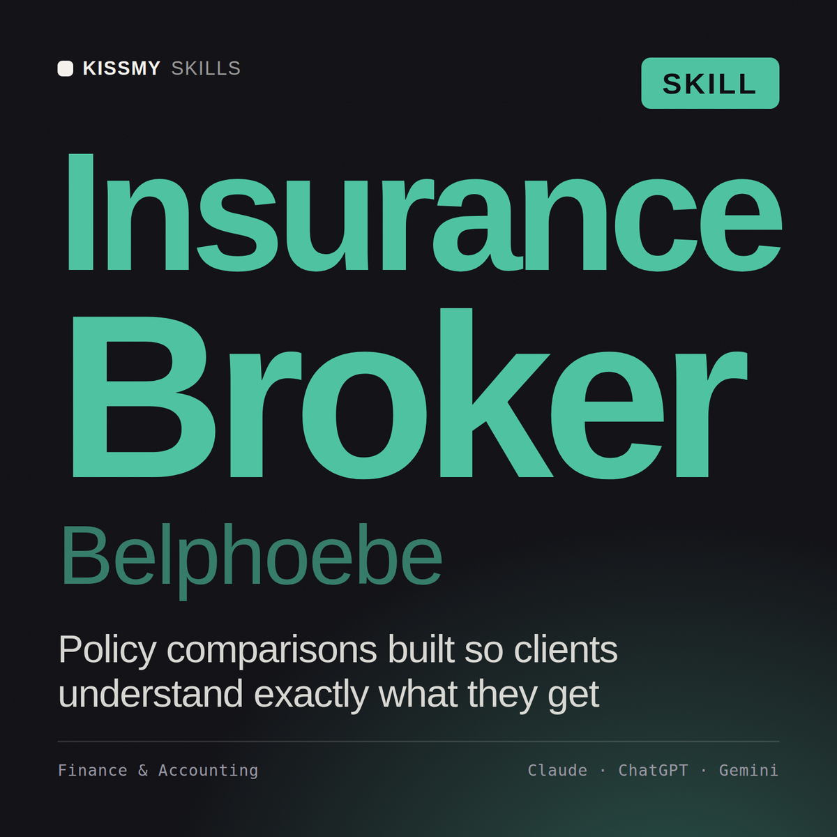 Insurance Broker, Belphoebe AI skill by KissMySkills, cover