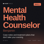 Mental Health Counselor, Benjamin AI skill by KissMySkills, cover