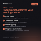 What's inside the Mental Health Counselor, Benjamin AI skill: Case notes, Treatment plans, Risk flagging, Progress summaries