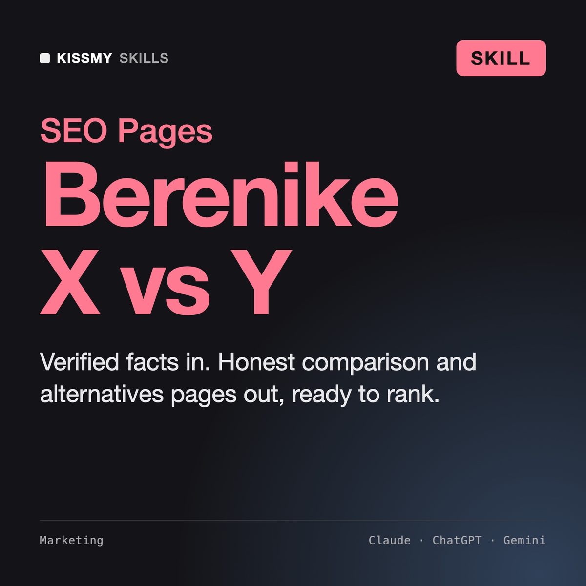 Berenike - Comparison & Alternatives Page Writer AI skill by KissMySkills, cover