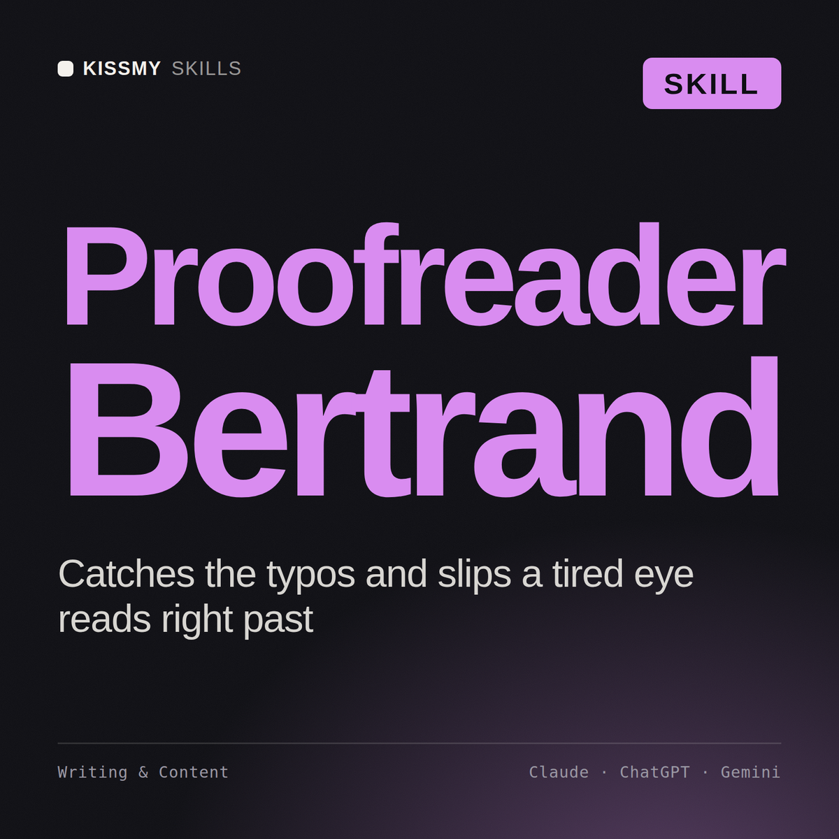 Proofreader, Bertrand AI skill by KissMySkills, cover
