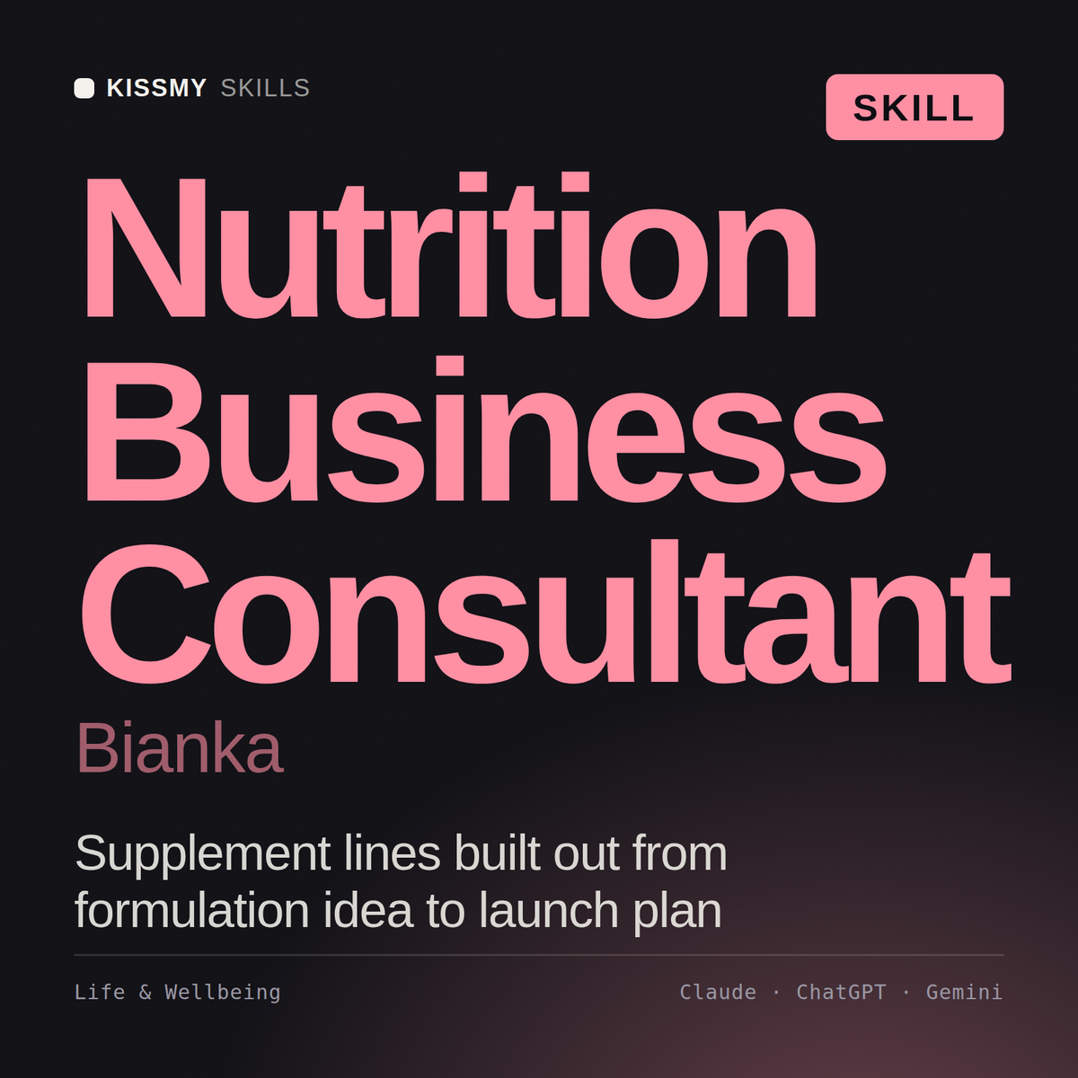 Nutrition Business Consultant, Bianka AI skill by KissMySkills, cover
