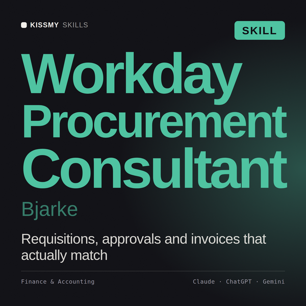 Workday Procurement Consultant, Bjarke AI skill by KissMySkills, cover