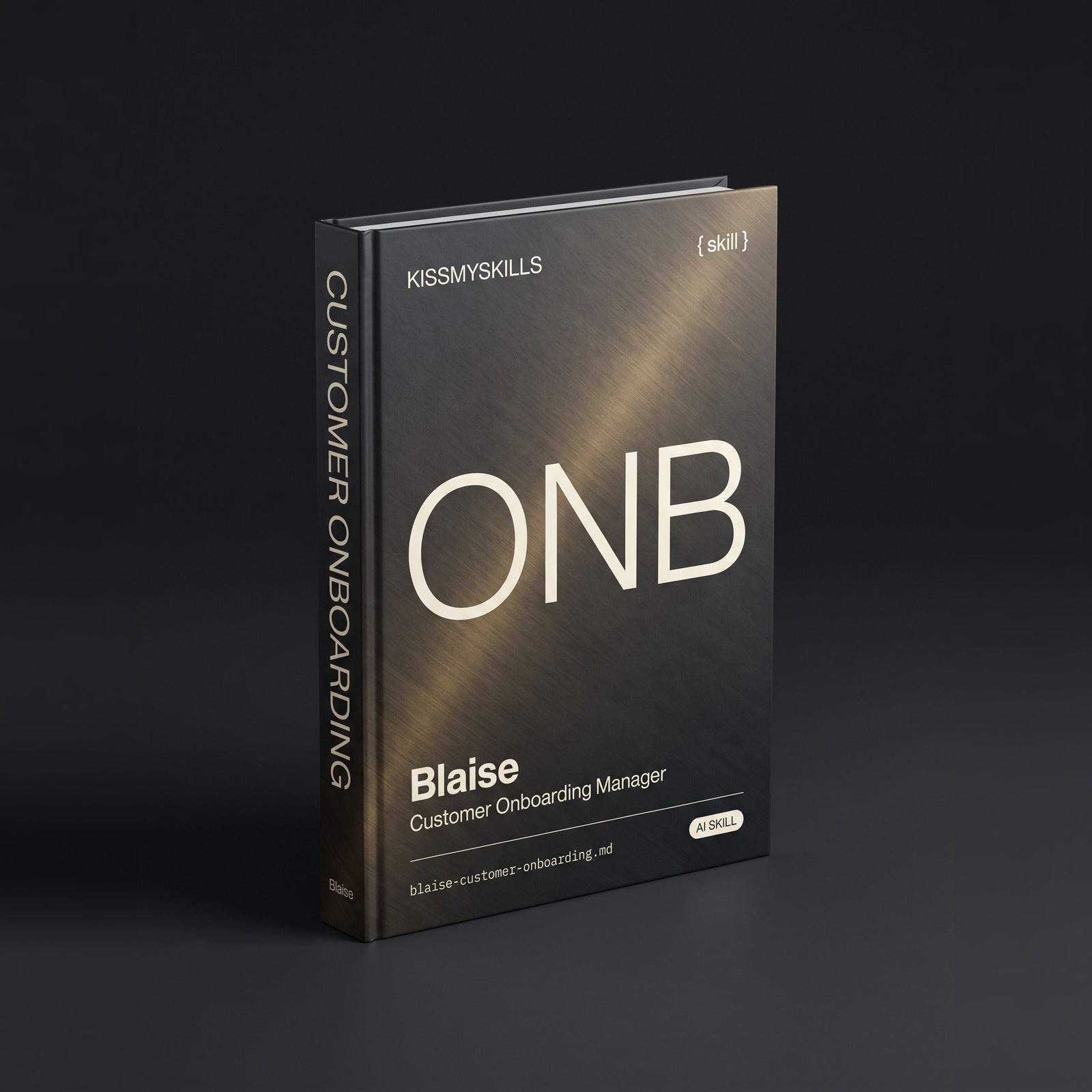 Customer Onboarding & Implementation Manager Claude skill by KissMySkills, hardcover volume cover