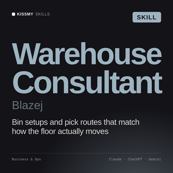 Warehouse Consultant, Blazej AI skill by KissMySkills, cover