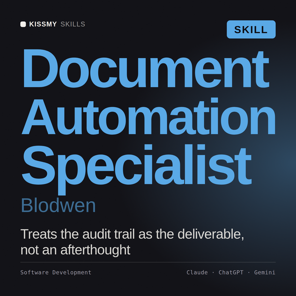 Document Automation Specialist, Blodwen AI skill by KissMySkills, cover