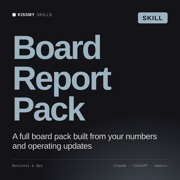 Board Report Pack AI skill by KissMySkills, cover