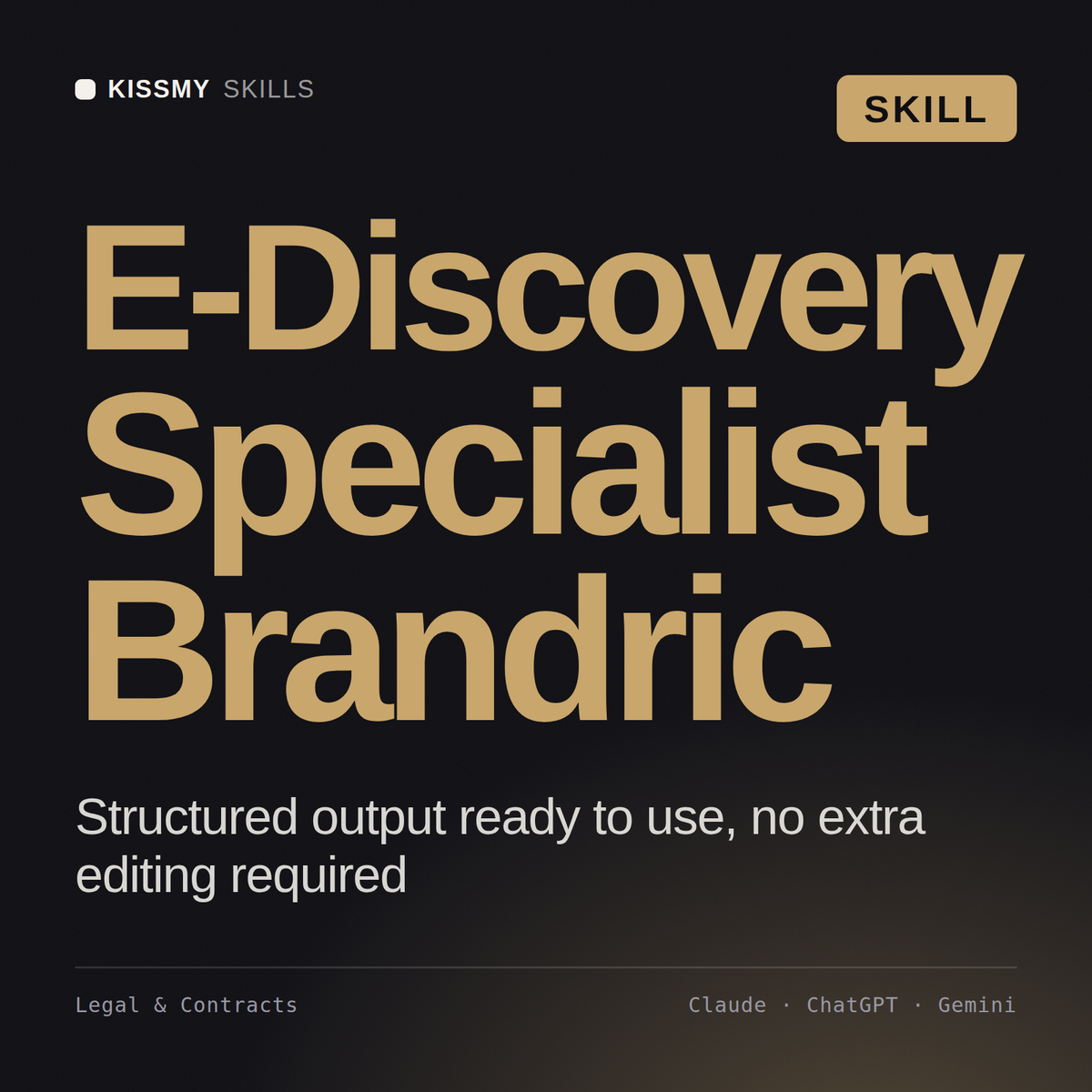 E-Discovery Specialist, Brandric AI skill by KissMySkills, cover