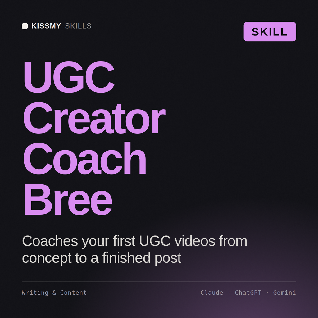 UGC Creator Coach, Bree AI skill by KissMySkills, cover