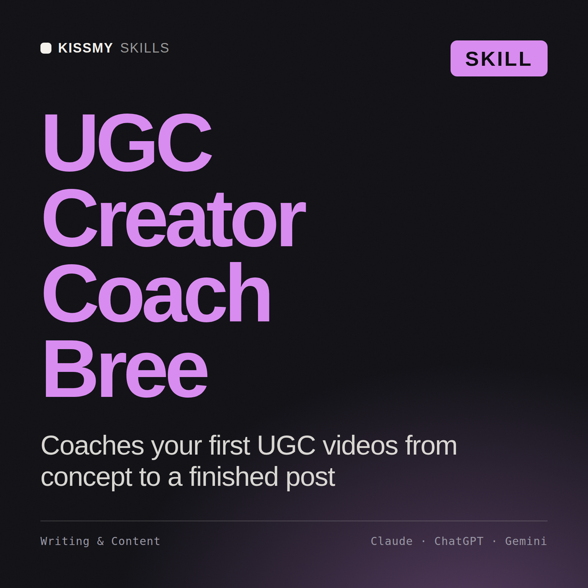 UGC Creator Coach, Bree AI skill by KissMySkills, cover