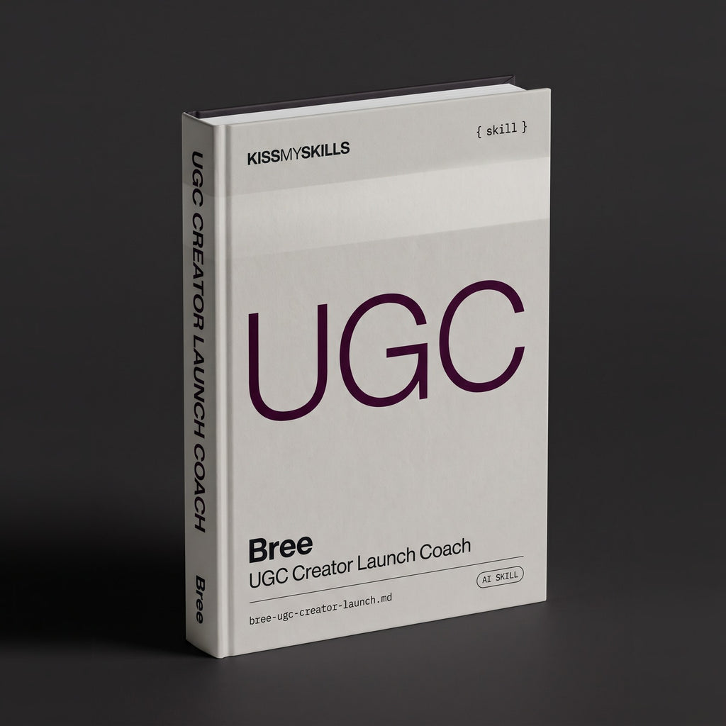 UGC Creator Launch Coach Claude skill by KissMySkills, hardcover volume cover