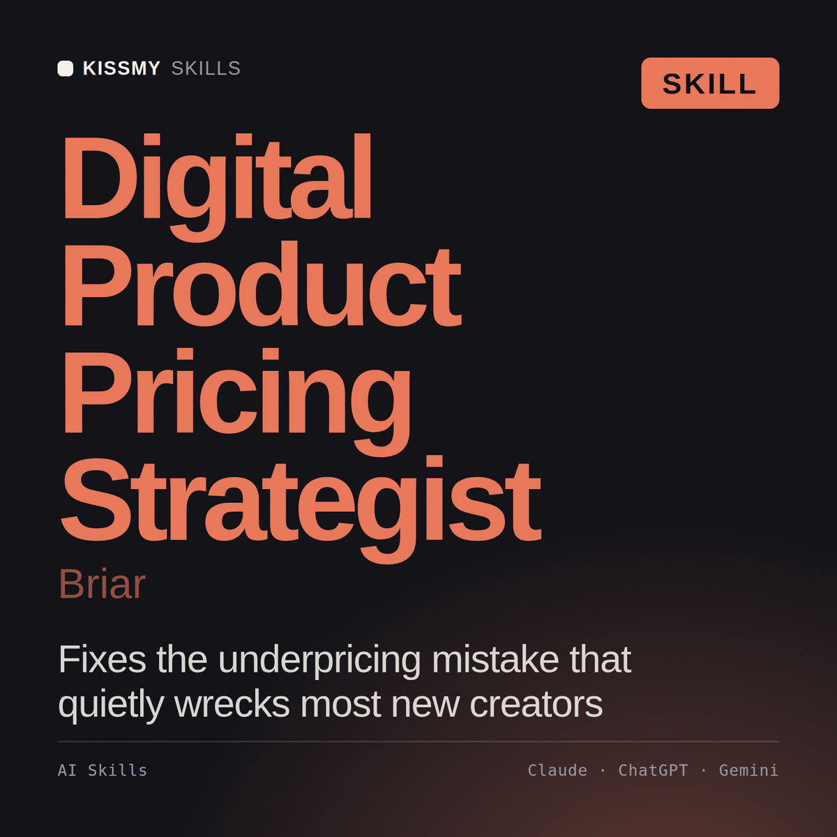 Digital Product Pricing Strategist, Briar AI skill by KissMySkills, cover
