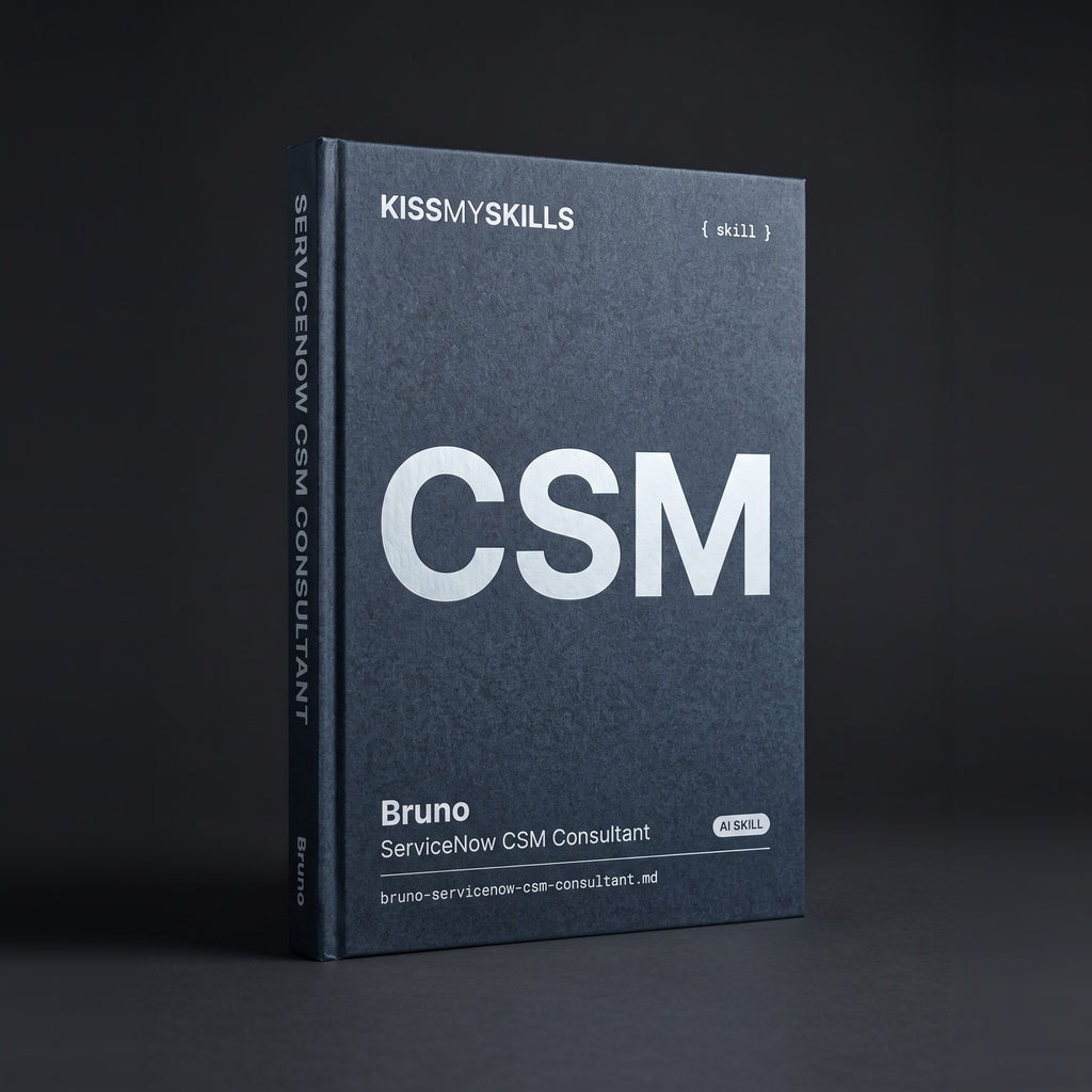 ServiceNow CSM Consultant Claude skill by KissMySkills, hardcover volume cover