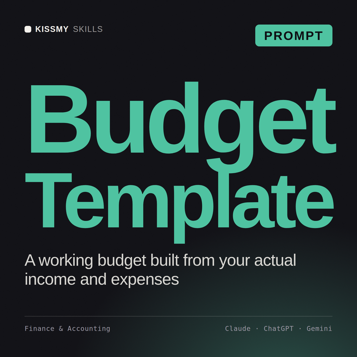 Budget Template AI prompt by KissMySkills, cover