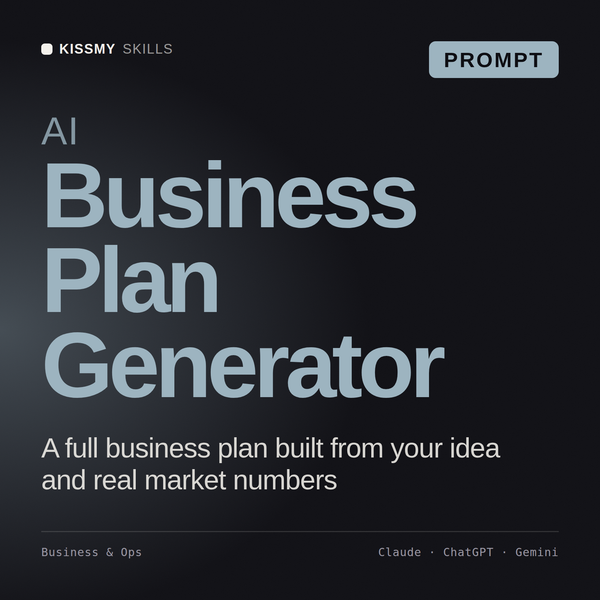 AI Business Plan Generator AI prompt by KissMySkills, cover