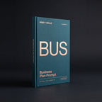 Business Plan prompts for Claude by KissMySkills, deep teal bookcloth cover with the monogram BUS