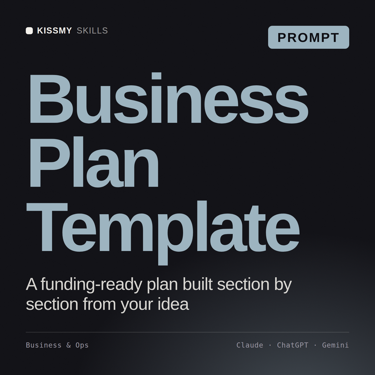 Business Plan Template AI prompt by KissMySkills, cover