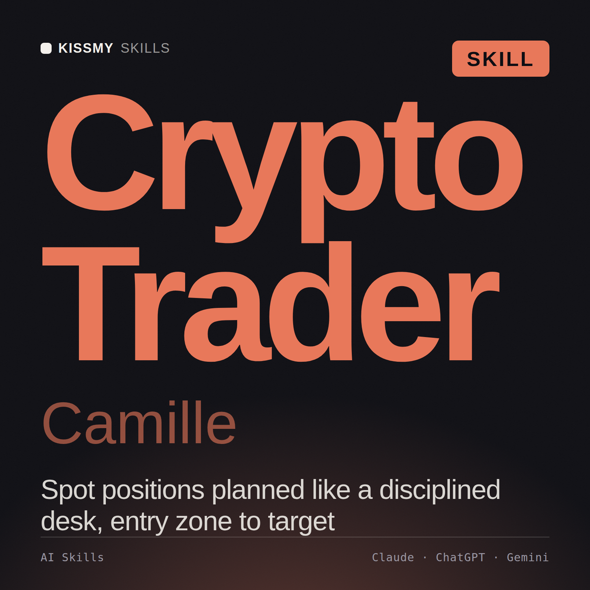 Crypto Trader, Camille AI skill by KissMySkills, cover