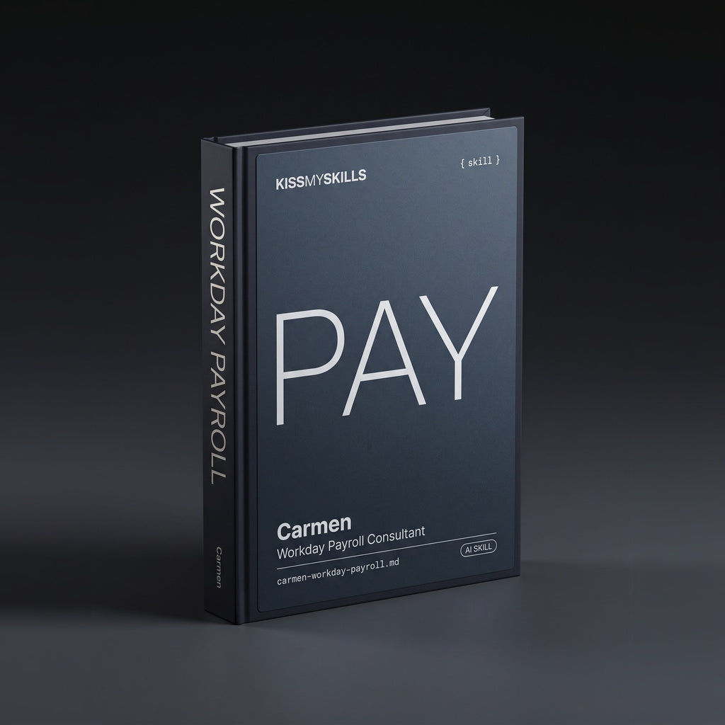 Workday Payroll Consultant Claude skill by KissMySkills, hardcover volume cover