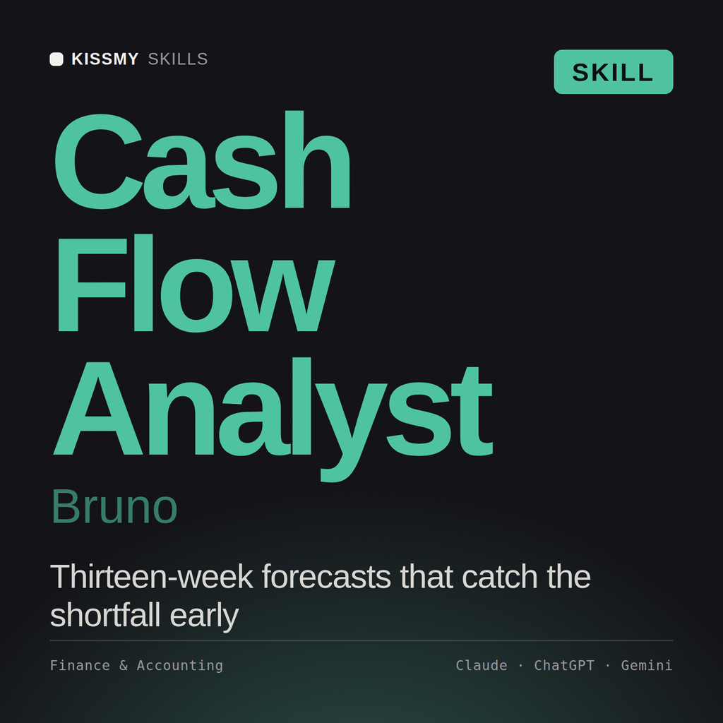 Cash Flow Analyst, Bruno AI skill by KissMySkills, cover