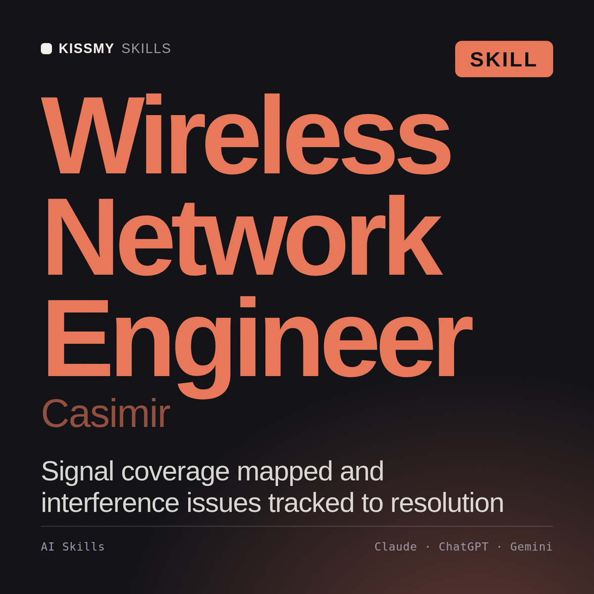 Wireless Network Engineer, Casimir AI skill by KissMySkills, cover