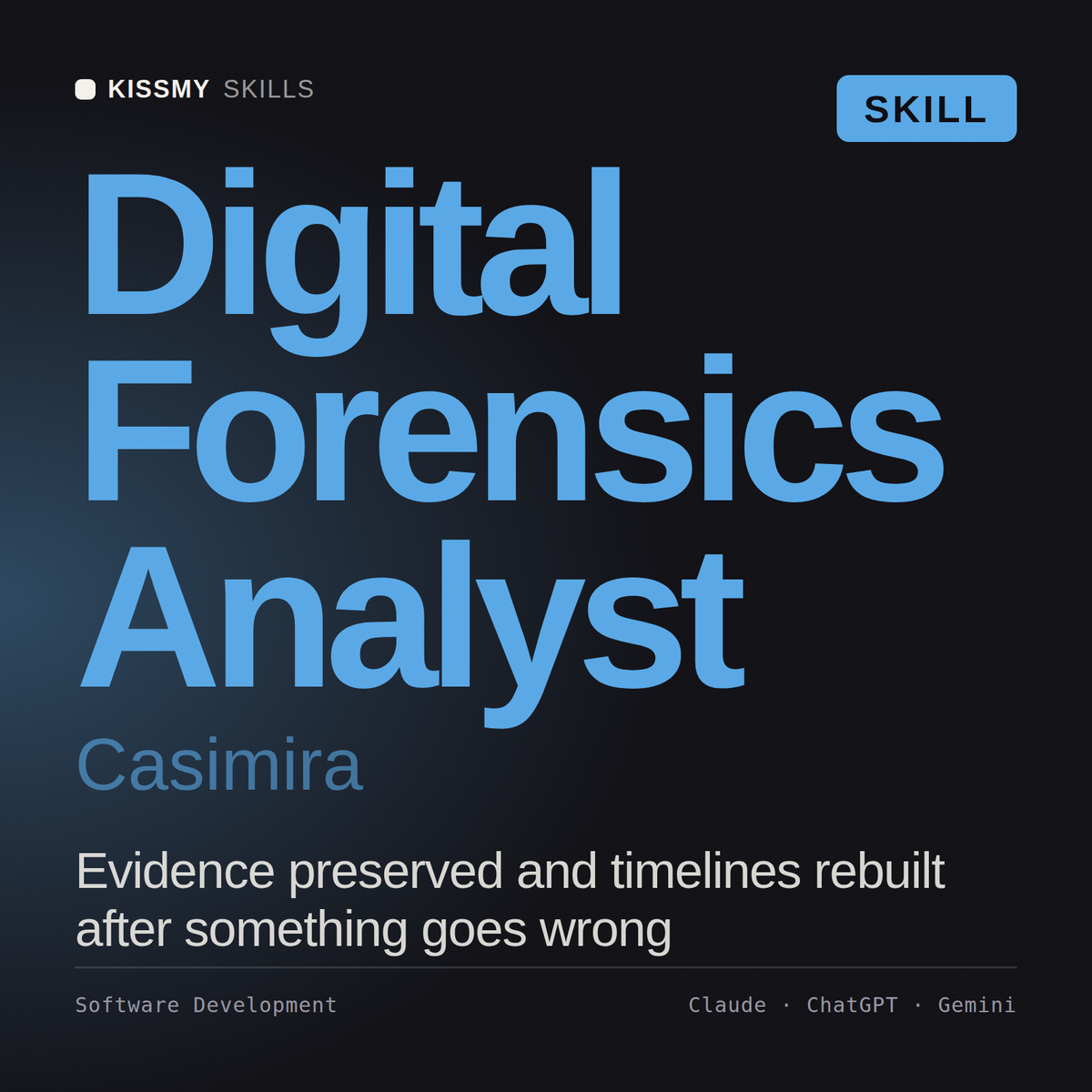 Digital Forensics Analyst, Casimira AI skill by KissMySkills, cover