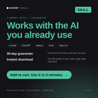 The Insurance Fraud Investigator, Casparina AI skill works with Claude, ChatGPT, Gemini and any AI chat, 30-day money-back guarantee
