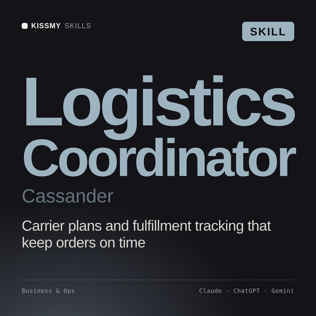 Logistics Coordinator, Cassander AI skill by KissMySkills, cover