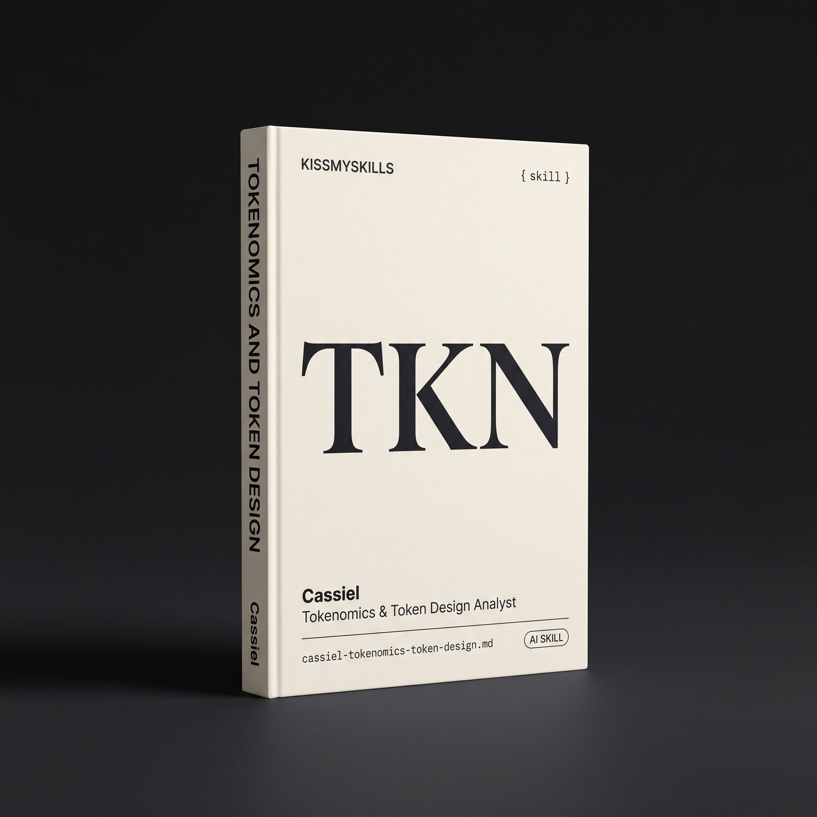 Cassiel - Tokenomics & Token Design Analyst Claude skill by KissMySkills, hardcover volume cover