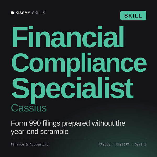 Financial Compliance Specialist, Cassius AI skill by KissMySkills, cover