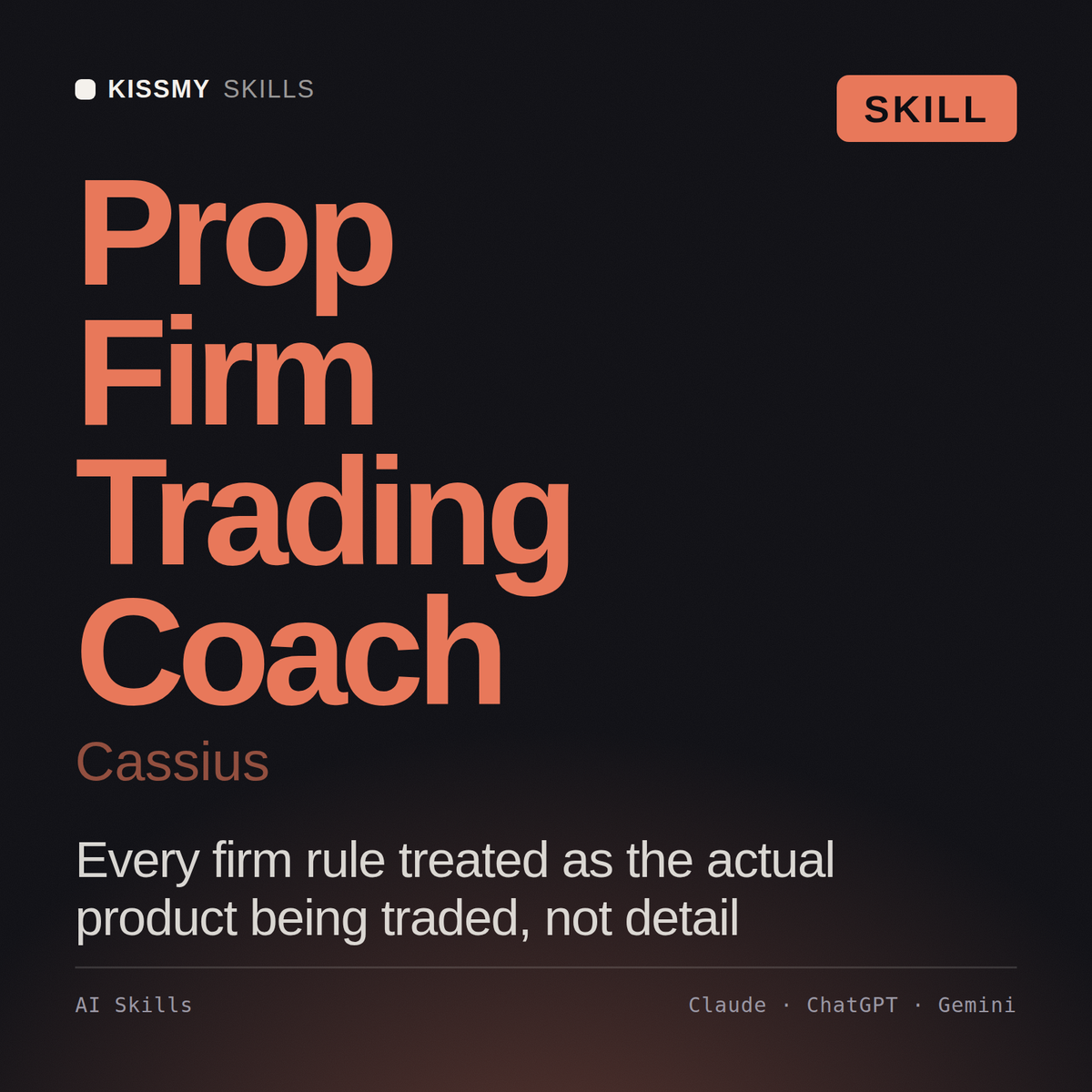 Prop Firm Trading Coach, Cassius AI skill by KissMySkills, cover