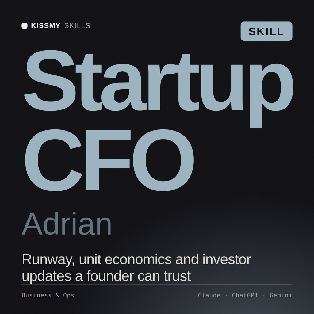 Startup CFO, Adrian AI skill by KissMySkills, cover