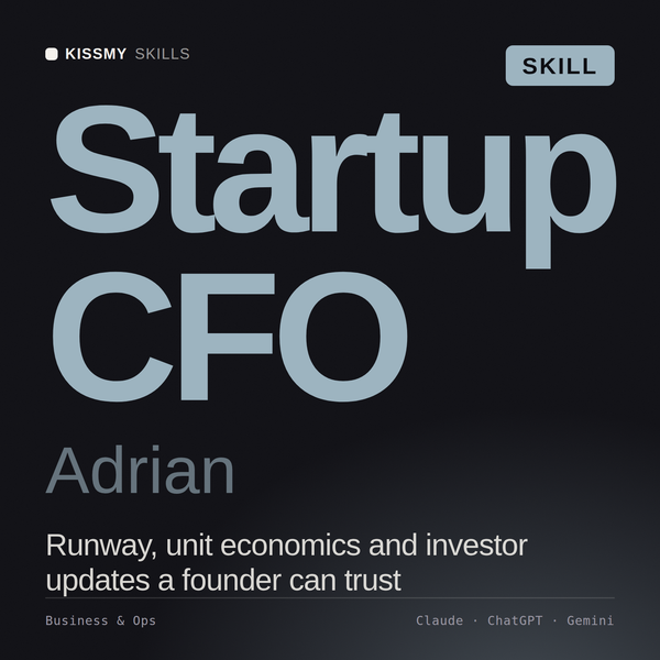 Startup CFO, Adrian AI skill by KissMySkills, cover