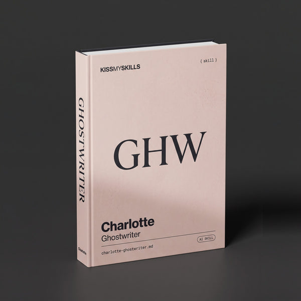 Ghostwriter Claude skill by KissMySkills, hardcover volume cover
