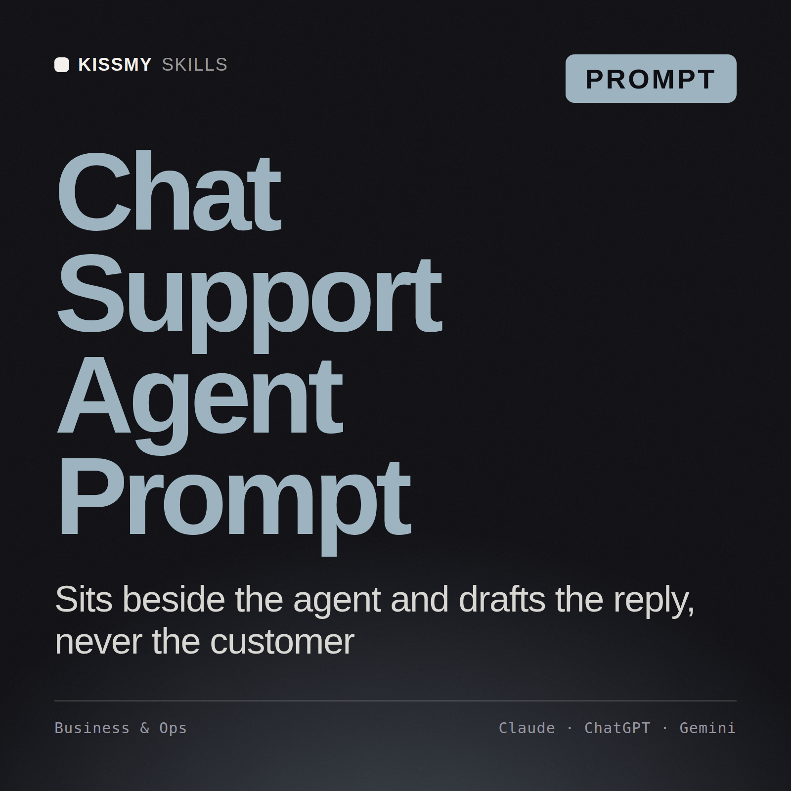 Chat Support Agent Prompt AI prompt by KissMySkills, cover