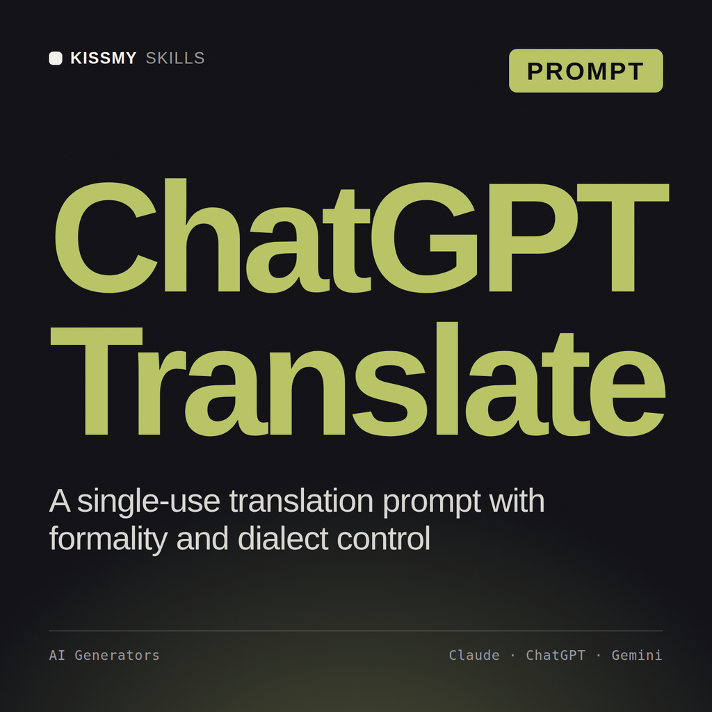 ChatGPT Translate AI prompt by KissMySkills, cover