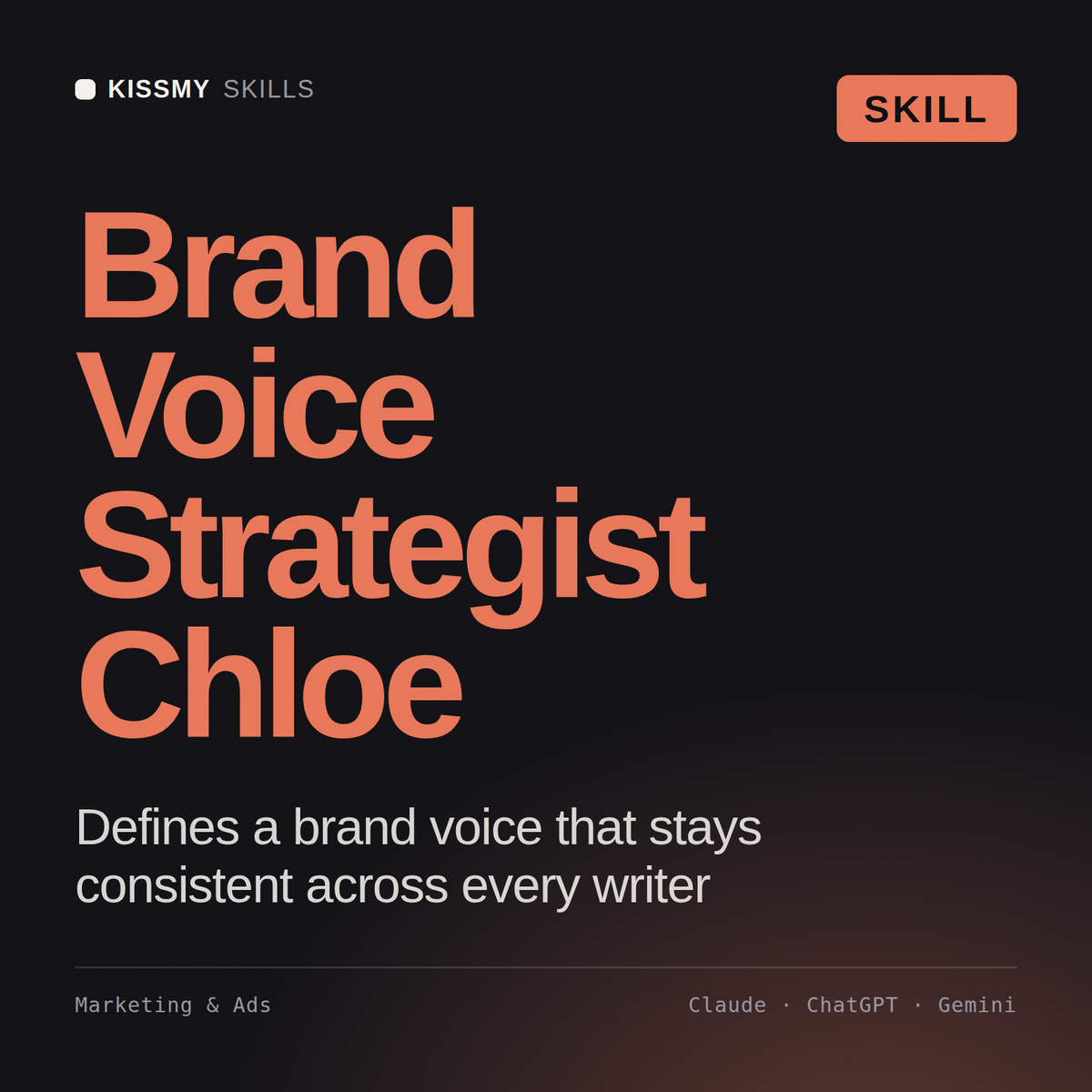 Brand Voice Strategist, Chloe AI skill by KissMySkills, cover