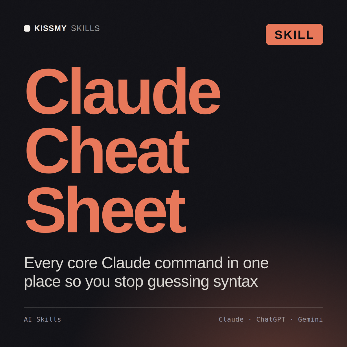 Claude Cheat Sheet AI skill by KissMySkills, cover