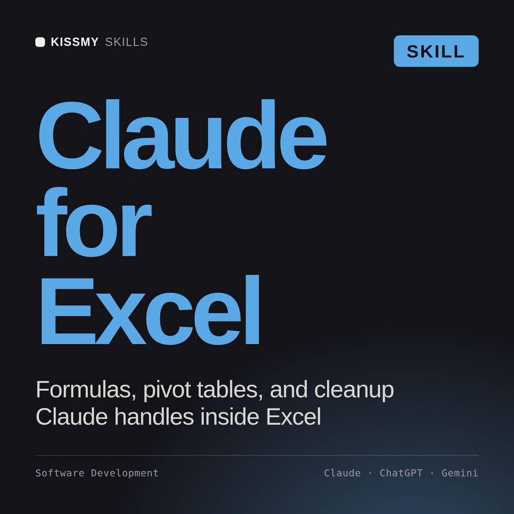 Claude for Excel AI skill by KissMySkills, cover