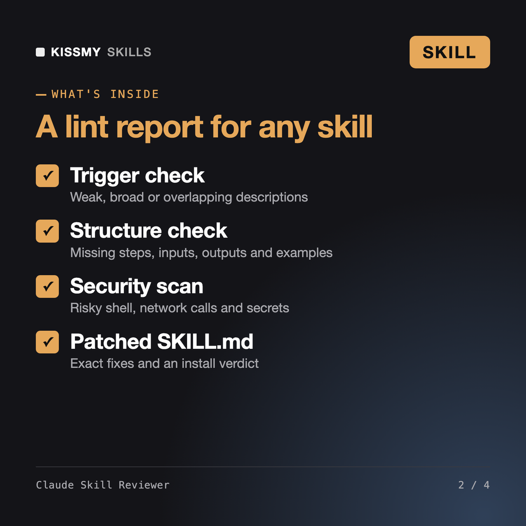 Claude Skill Reviewer & Security Linter