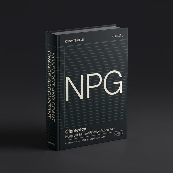 Clemency - Nonprofit & Grant Finance Accountant Claude skill by KissMySkills, hardcover volume cover
