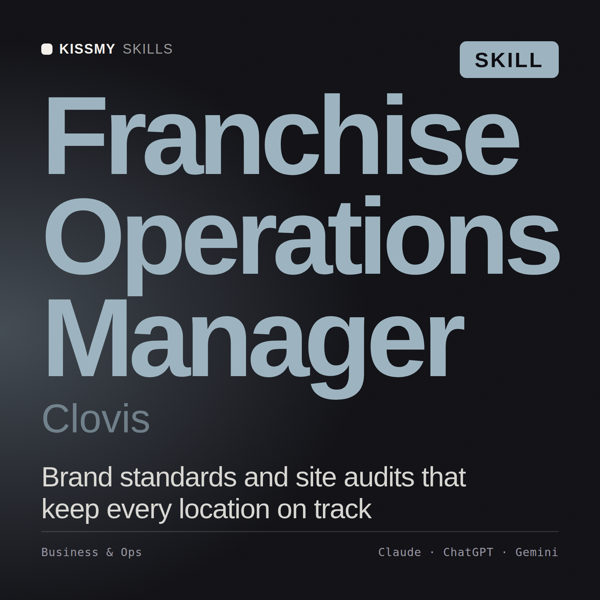 Franchise Operations Manager, Clovis AI skill by KissMySkills, cover