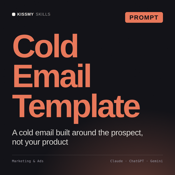 Cold Email Template AI prompt by KissMySkills, cover
