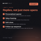 What's inside the Cold Email Template AI prompt: Personalized opener, Value framing, Soft close, Follow up sequence