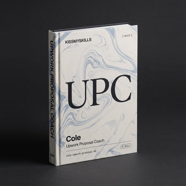 Upwork Proposal Coach Claude skill by KissMySkills, hardcover volume cover