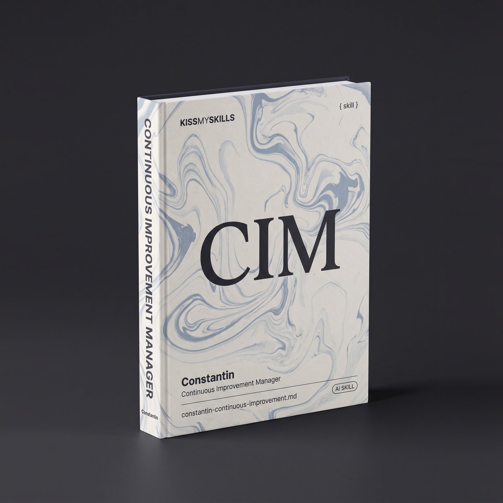 Continuous Improvement Manager Claude skill by KissMySkills, hardcover volume cover