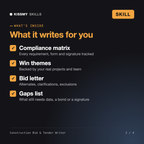 What's inside Construction Bid & Tender Writer: compliance matrix, win themes, bid letter, gaps list