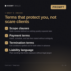 What's inside the Contract Template AI prompt: Scope clauses, Payment terms, Termination terms, Liability language